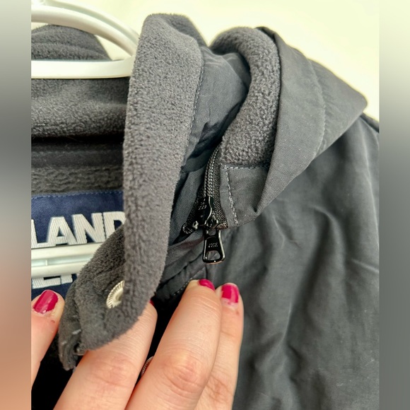Lands End black fleece jacket with hood, size L (14-16) - Picture 5 of 9